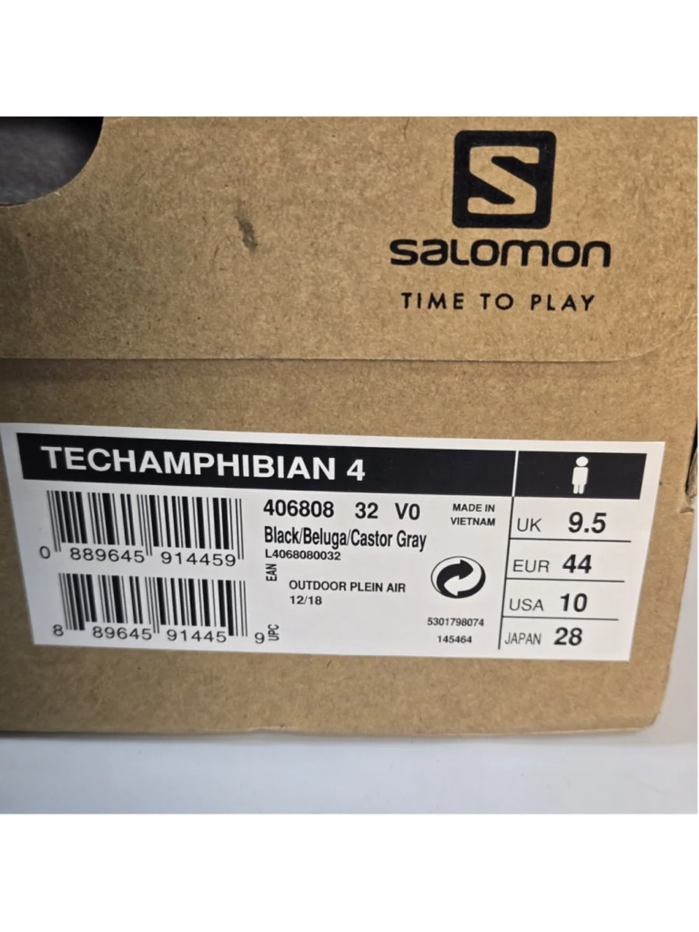 Salomon Techamphibian 4 Water Shoes Men's 10 Black Gray Quicklace Trail Hiking